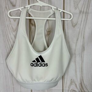 Adidas Logo Bra Pull-On Don't Rest Alphaskin Support Sports Bra White Size Small